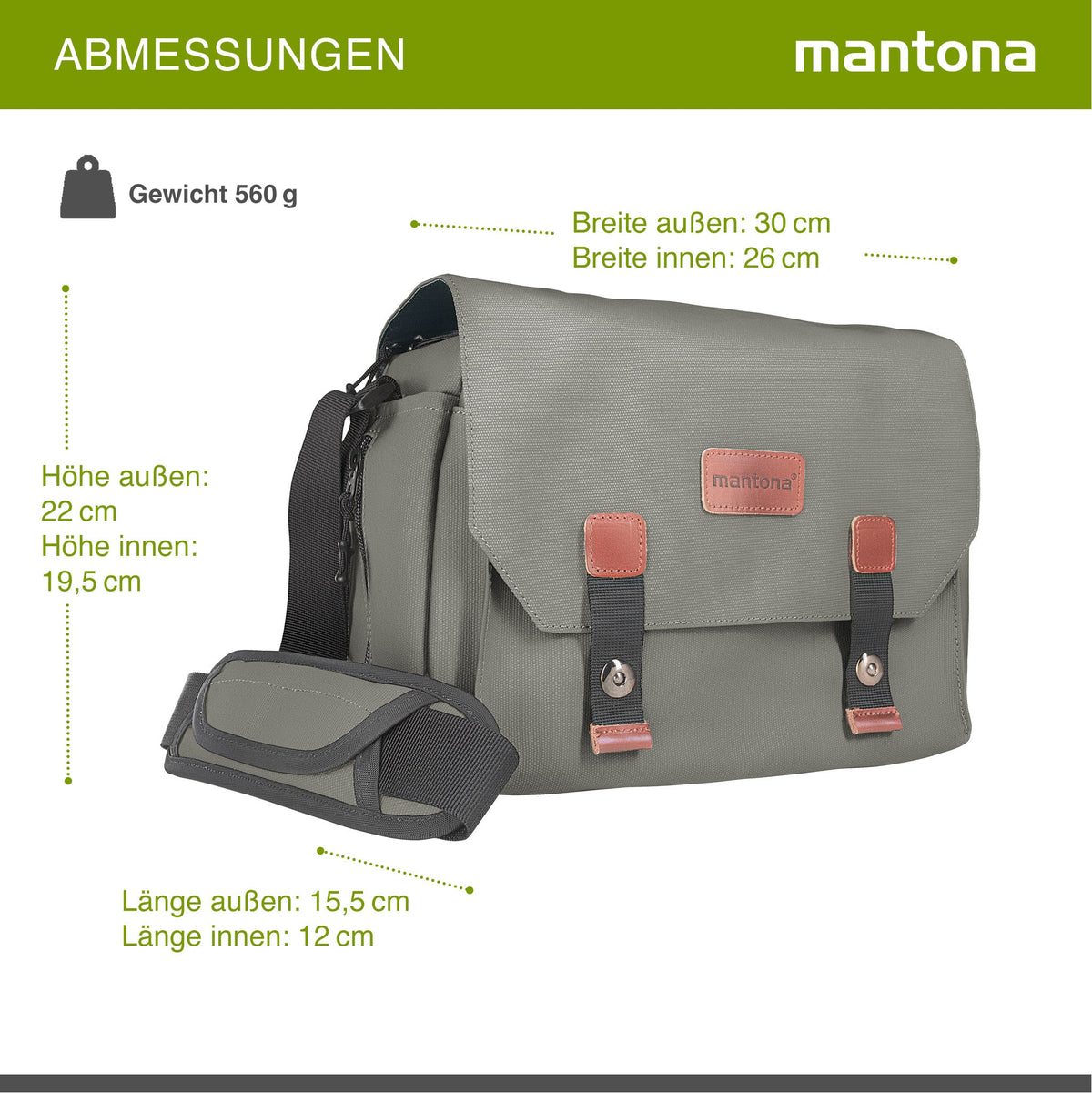 Mantona Kameratasche Milano grande (modische Universaltasche für Digital-Spiegelreflex-Kameras und Systemkameras plus Zubehör, Vintage, graues Interieur) grau 21648