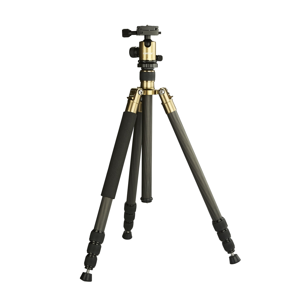 Mantona Titanium Carbon Stativ inkl. Kugelkopf und Stativtasche, Kamerastativ bis 170 cm, Fotostativ 180° Rotation für Makroaufnahmen, Dreibeinstativ mit Arca Swiss kompatiblem Schnellwechselsystem