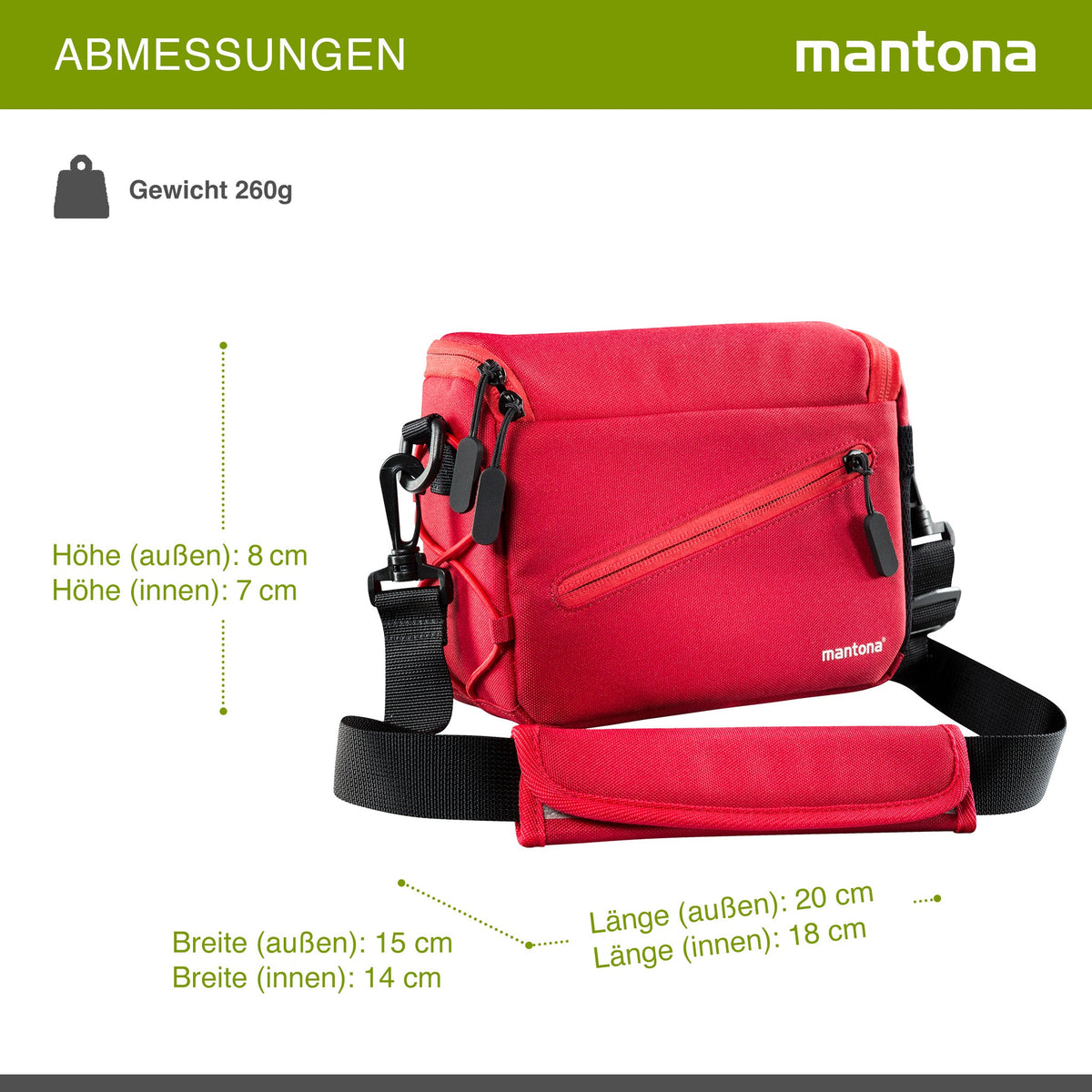 Mantona Irit Kameratasche, hochwertige Fototasche für Systemkameras, Umhängetasche für Kamera und Zubehör, Tragetasche mit variabler Inneneinteilung und Seitenfächer
