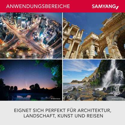 Samyang Weitwinkel Festbrennweite Objektiv 12mm F2.0 APS-C kompatibel mit Fuji X – APS-C, MF – für Kamera X-T5, X-H2, X-H2s, X-T4, X-T30, X-T30 II, X-T200, X-Pro3, X-A7, X-T100, X-T3 – schwarz