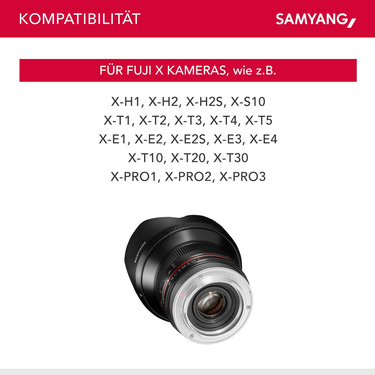 Samyang Weitwinkel Festbrennweite Objektiv 12mm F2.0 APS-C kompatibel mit Fuji X – APS-C, MF – für Kamera X-T5, X-H2, X-H2s, X-T4, X-T30, X-T30 II, X-T200, X-Pro3, X-A7, X-T100, X-T3 – schwarz