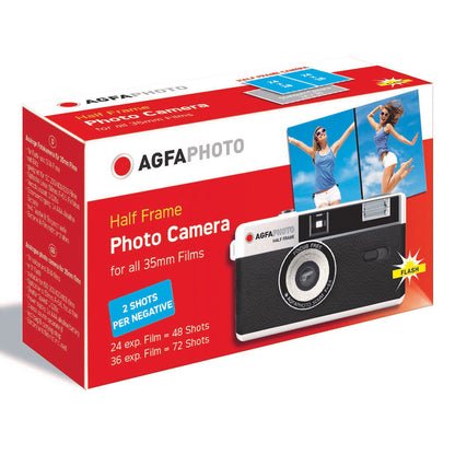 AgfaPhoto Reusable Half Frame Photo Camera, black, analoge Kleinbildkamera